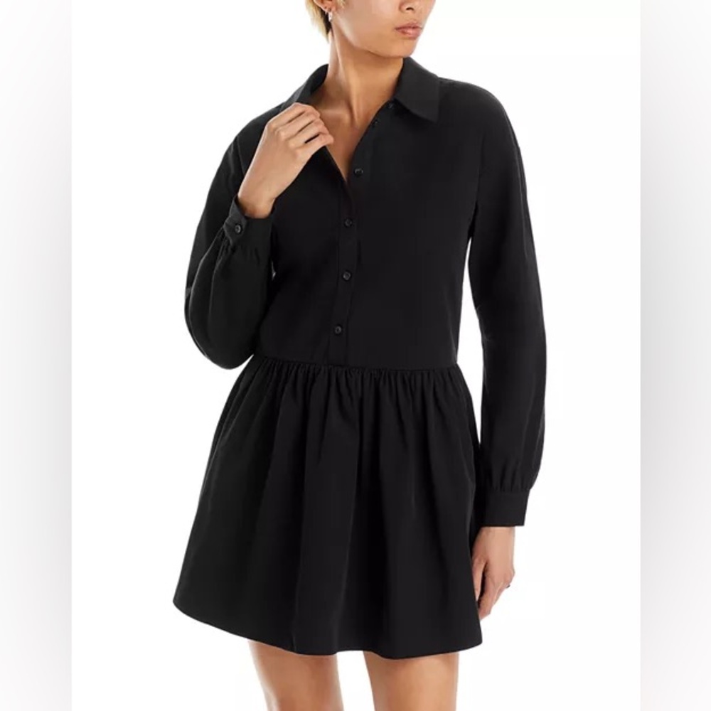 Wayf Black Long Sleeve Shirt Dress